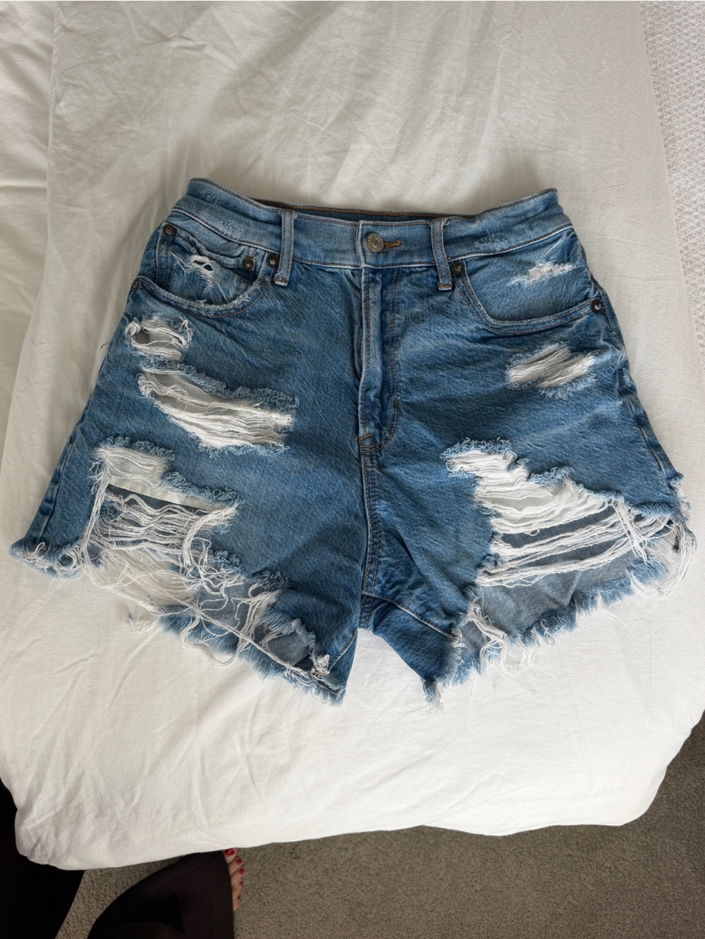American Eagle High-Waist Distressed Denim Shorts